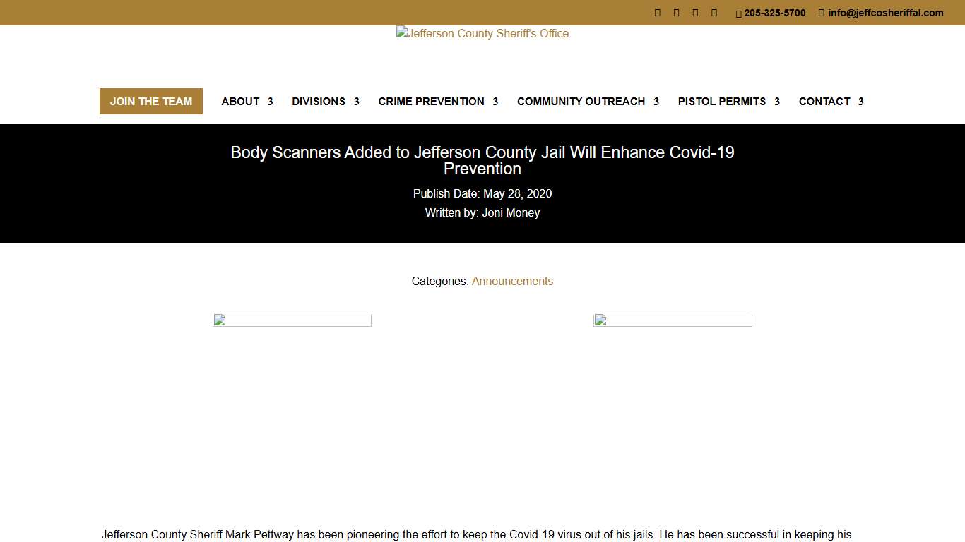 Body Scanners Added to Jefferson County Jail Will Enhance Covid-19 Prevention - Jefferson County Sheriff's Office